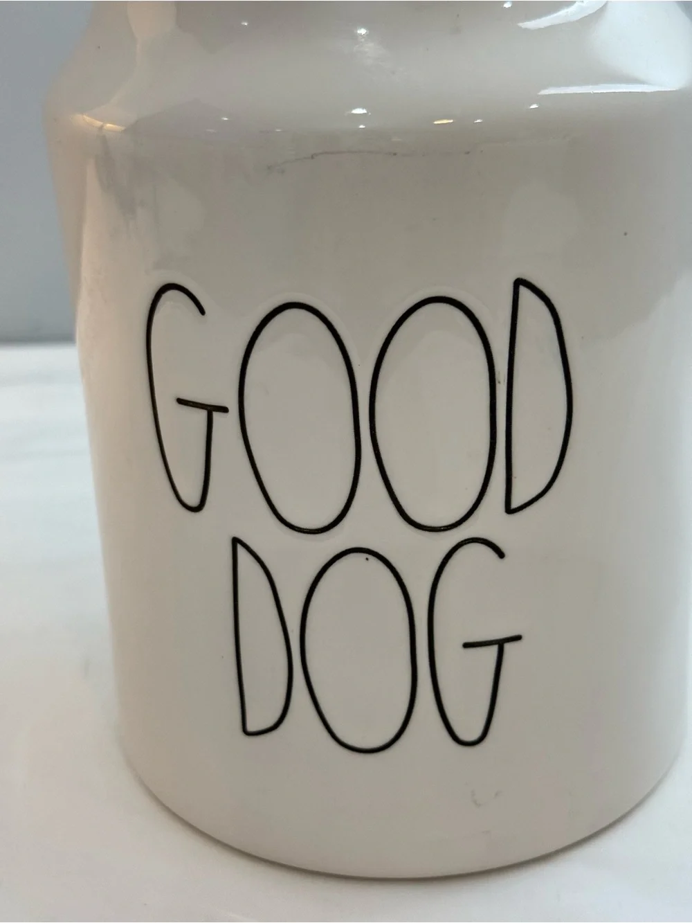 Rae Dunn White Ceramic 'GOOD DOG' Treat Jar with Black Letters
